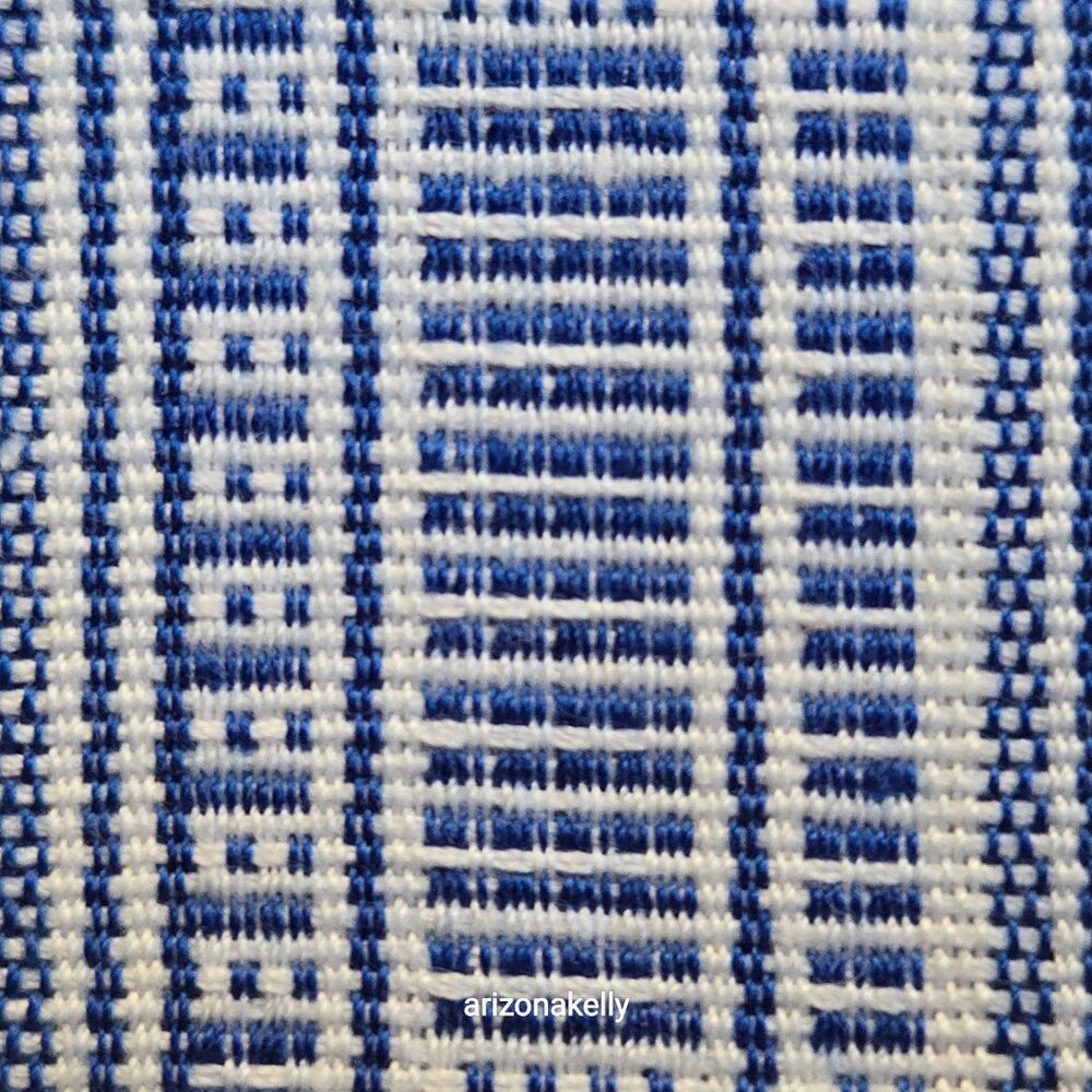 Cotton Linen Woven Scarf Blue & White - Picture 8 of 14